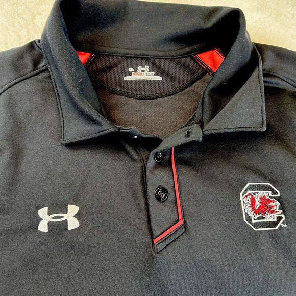 South Carolina GameCocks Under Armor HeatGear Mens Polo Black Size XL - Picture 1 of 9